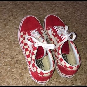 Red checkerboard vans